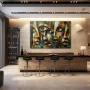 Wall Art titled: Hidden Emotions Mosaic in a Horizontal format with: Yellow, and Brown Colors; Decoration the Bar wall