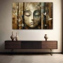 Wall Art titled: Awareness of Nature in a Horizontal format with: Grey, and Brown Colors; Decoration the Sideboard wall