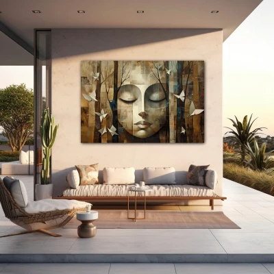 Wall Art titled: Awareness of Nature in a  format with: Grey, and Brown Colors; Decoration the Outdoor wall