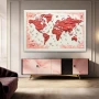 Wall Art titled: The Flat Earth in a Horizontal format with: Red, and Pink Colors; Decoration the Sideboard wall