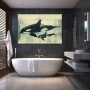 Wall Art titled: Underwater Ballet in a Horizontal format with: and Monochromatic Colors; Decoration the Bathroom wall