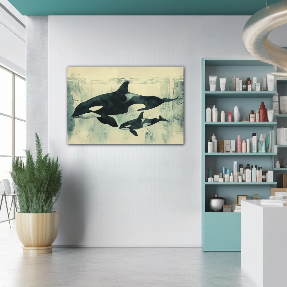 Wall Art titled: Underwater Ballet in a Horizontal format with: and Monochromatic Colors; Decoration the Pharmacy wall