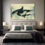 Wall Art titled: Underwater Ballet in a Horizontal format with: and Monochromatic Colors; Decoration the Bedroom wall