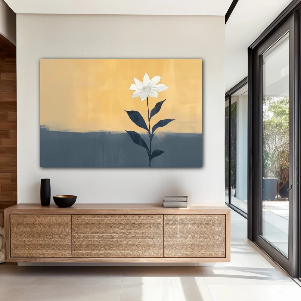 Wall Art titled: Rising Strong in a Horizontal format with: Grey, and Pastel Colors; Decoration the Entryway wall