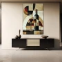 Wall Art titled: Oenophile's Abstract Dream in a Vertical format with: Brown, Red, and Beige Colors; Decoration the Sideboard wall