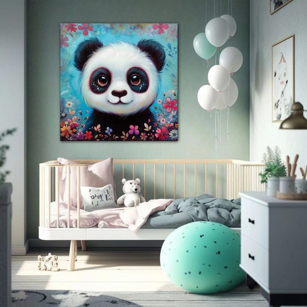 Wall Art titled: Fantasy Nimbus in a Square format with: white, Sky blue, and Black Colors; Decoration the Baby wall