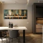 Wall Art titled: Shadows of an Ancestral Dinner in a Elongated format with: and Grey Colors; Decoration the Kitchen wall