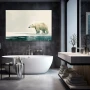 Wall Art titled: Polar Silhouette in a Horizontal format with: white, and Grey Colors; Decoration the Bathroom wall