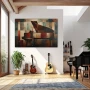 Wall Art titled: Harmony of Hidden Tempos in a Horizontal format with: Brown, and Red Colors; Decoration the Living Room wall