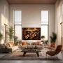 Wall Art titled: Acouctic Duo in a Horizontal format with: Orange, and Red Colors; Decoration the Living Room wall