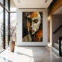 Wall Art titled: Desfragmented Violinist in a Vertical format with: Grey, and Brown Colors; Decoration the Entryway wall