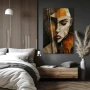 Wall Art titled: Desfragmented Violinist in a Vertical format with: Grey, and Brown Colors; Decoration the Bedroom wall