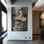 Wall Art titled: Poetry in Motion in a Vertical format with: white, Grey, and Pastel Colors; Decoration the Entryway wall