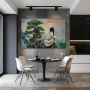 Wall Art titled: Roots in the Abyss in a Horizontal format with: Grey, and Green Colors; Decoration the Kitchen wall