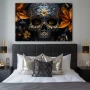Wall Art titled: The Luxury of Death in a Horizontal format with: Blue, and Golden Colors; Decoration the Bedroom wall