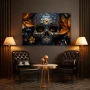 Wall Art titled: The Luxury of Death in a Horizontal format with: Blue, and Golden Colors; Decoration the Living Room wall