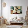 Wall Art titled: Abstract Minimalism in a Horizontal format with: Grey, Beige, and Pastel Colors; Decoration the Nursery wall