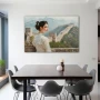 Wall Art titled: Echoes of Distant Dynasties in a Horizontal format with: white, Grey, and Green Colors; Decoration the Living Room wall