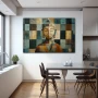 Wall Art titled: Meditation in Mosaic in a Horizontal format with: Grey, and Brown Colors; Decoration the Kitchen wall
