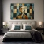 Wall Art titled: Meditation in Mosaic in a Horizontal format with: Grey, and Brown Colors; Decoration the Bedroom wall