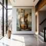 Wall Art titled: Geometric Vibrato in a Vertical format with: Grey, and Brown Colors; Decoration the Entryway wall