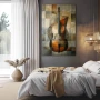 Wall Art titled: Geometric Vibrato in a Vertical format with: Grey, and Brown Colors; Decoration the Bedroom wall