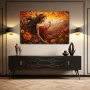 Wall Art titled: Mother Nature in a Horizontal format with: Orange, and Red Colors; Decoration the Sideboard wall