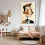 Wall Art titled: Cubist Profile in a Vertical format with: Brown, and Beige Colors; Decoration the Nursery wall