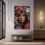 Wall Art titled: Secret Garden in a Vertical format with: Red, Green, and Vivid Colors; Decoration the Bathroom wall