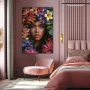 Wall Art titled: Secret Garden in a Vertical format with: Red, Green, and Vivid Colors; Decoration the Bedroom wall