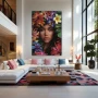 Wall Art titled: Secret Garden in a Vertical format with: Red, Green, and Vivid Colors; Decoration the Living Room wall
