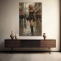 Wall Art titled: Reflections of Paris in a Vertical format with: Grey, Brown, and Black Colors; Decoration the Sideboard wall