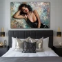 Wall Art titled: Angharad Thais in a Horizontal format with: Blue, Grey, and Black Colors; Decoration the Bedroom wall