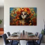 Wall Art titled: Without Fear of Death in a Horizontal format with: Yellow, Red, and Green Colors; Decoration the Living Room wall