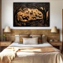 Wall Art titled: Engraved Ancestral Nature in a Horizontal format with: Brown, Black, and Beige Colors; Decoration the Bedroom wall
