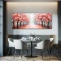 Wall Art titled: Spring Perfume in a Elongated format with: Grey, Red, and Pink Colors; Decoration the Kitchen wall