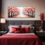 Wall Art titled: Spring Perfume in a Elongated format with: Grey, Red, and Pink Colors; Decoration the Bedroom wall