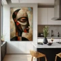 Wall Art titled: Fragments of Thought Eseos in a Vertical format with: Brown, and Beige Colors; Decoration the Kitchen wall