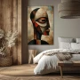 Wall Art titled: Fragments of Thought Eseos in a Vertical format with: Brown, and Beige Colors; Decoration the Bedroom wall