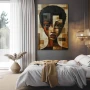 Wall Art titled: Fragmented Essence in a Vertical format with: Brown, and Beige Colors; Decoration the Bedroom wall