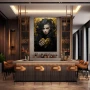 Wall Art titled: Golden Shadow of the Soul in a Vertical format with: Golden, and Black Colors; Decoration the Bar wall