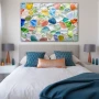 Wall Art titled: Delights of Crystal in a Horizontal format with: Blue, Green, and Vivid Colors; Decoration the Bedroom wall