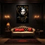 Wall Art titled: The Beauty of Winged Twilight in a Vertical format with: Golden, and Black Colors; Decoration the Above Couch wall