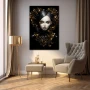 Wall Art titled: The Beauty of Winged Twilight in a Vertical format with: Golden, and Black Colors; Decoration the Living Room wall