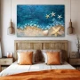 Wall Art titled: Sea Crystals in a Horizontal format with: Beige, and Navy Blue Colors; Decoration the Bedroom wall