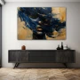 Wall Art titled: Emotional Vortices in a Horizontal format with: Golden, and Navy Blue Colors; Decoration the Sideboard wall