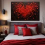 Wall Art titled: Heartbeats of Passion in a Horizontal format with: Black, and Red Colors; Decoration the Bedroom wall