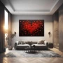 Wall Art titled: Heartbeats of Passion in a Horizontal format with: Black, and Red Colors; Decoration the Living Room wall