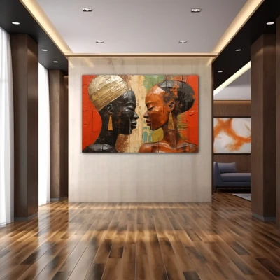 Wall Art titled: Eternal African Union in a  format with: Brown, and Black Colors; Decoration the Hallway wall