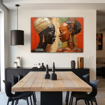 Wall Art titled: Eternal African Union in a  format with: Brown, and Black Colors; Decoration the Living Room wall